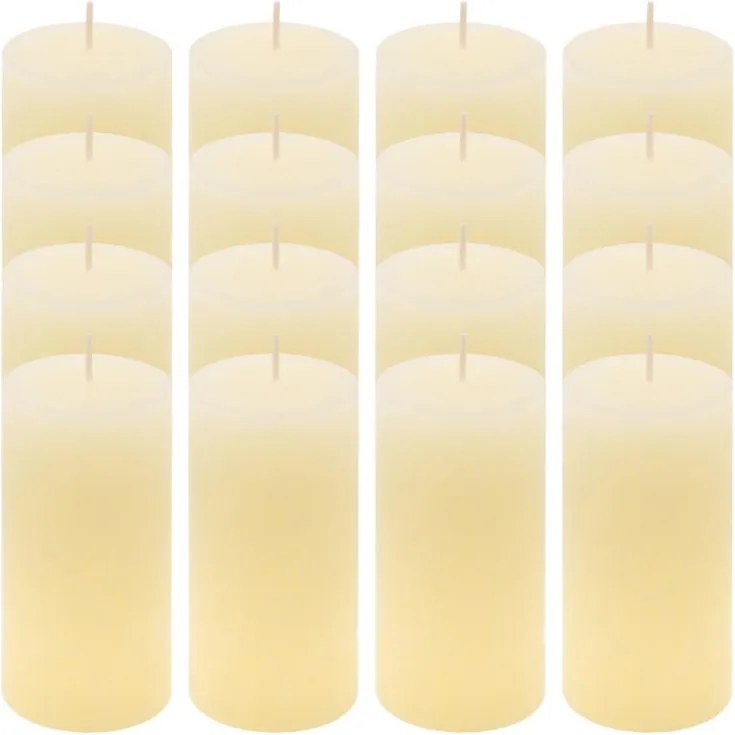 Zestaw świec rustykalnych, 10 cm, Ø 5 cm, kremowy, 16 szt.