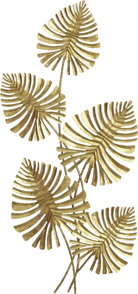 HOMCOM Zestaw dekoracji ściennej z metalu, lakierowana powierzchnia, forma liści, złoty kolor