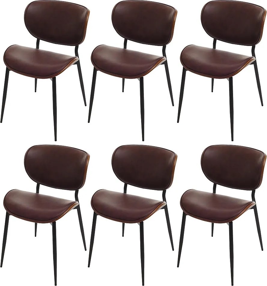 Krzesło do jadalni MCW-O45 (zestaw 6 sztuk),  orzechowy wygląd, vintage brązowy