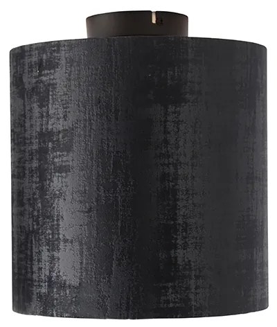 Lampa sufitowa matowa czarna z abażurem z czarnego aksamitu 25 cm - Combi Nowoczesny Oswietlenie wewnetrzne