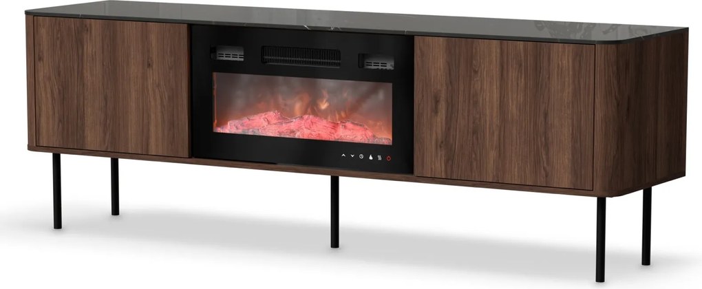 Stolik pod telewizor 150 cm z kominkiem Solano RTV-1 Halmar, orzech