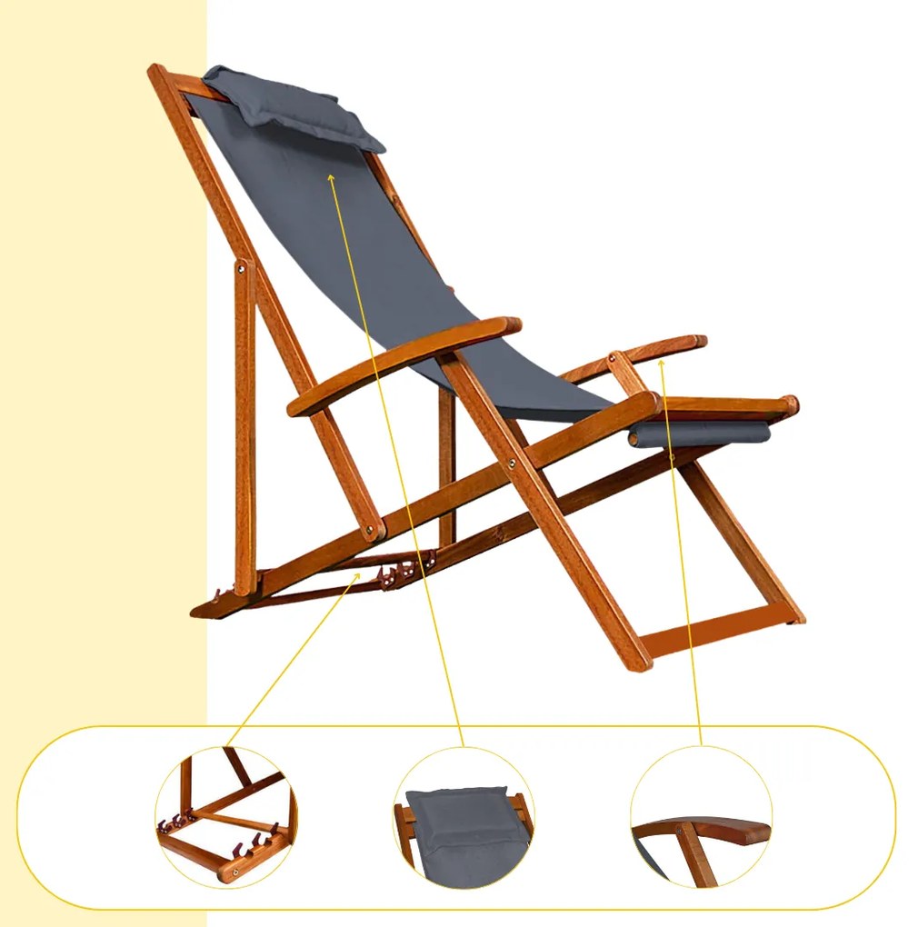 Leżak ogrodowy SIENA, 65x87x102cm, antracytowa Jurhan