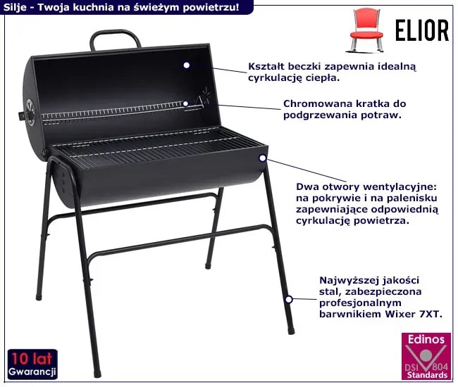 Stalowy grill beczkowy na nóżkach Z5-M69
