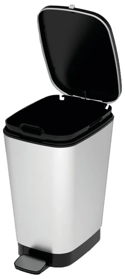 Plastikowy kosz na śmieci z pedałem w kolorze srebra 25 l Chic Bin – KIS