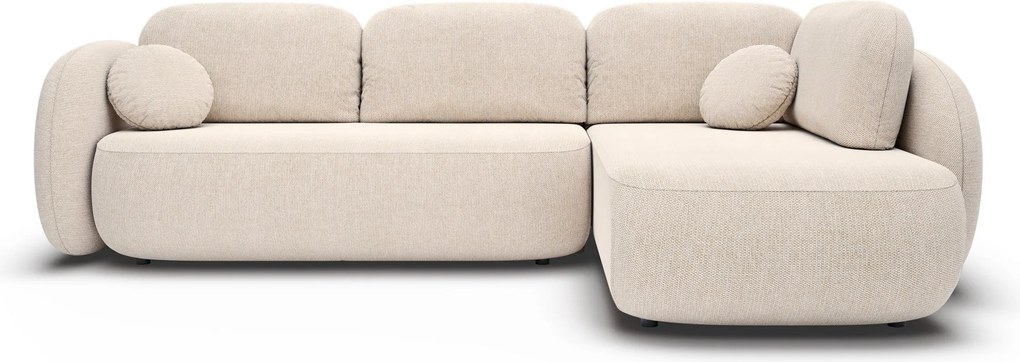 Masseno Narożnik AMICO z funkcją spania i pojemnikiem na pościel Narozniki L, Rozkładana sofa - Beżowy, ARAGON 03