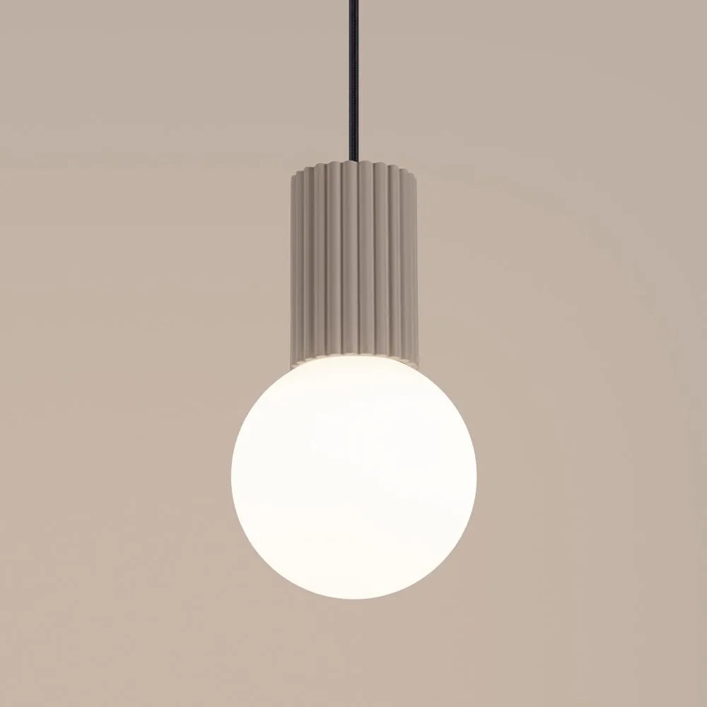 Szarobrązowa lampa wisząca ze szklanym kloszem ø 12 cm Orbital – Nice Lamps