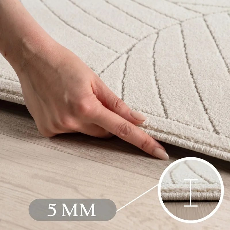 Dywan uniwersalny Nova 3D Motyw Roślinny kremowy koło 160 cm x 160 cm