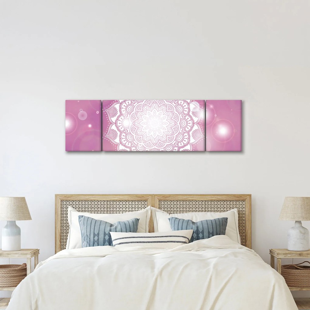 Obraz mandali na różowym tle (170x50 cm)