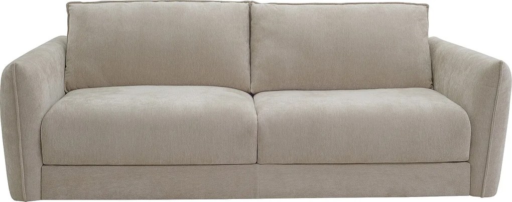 Kanapa 3-osobowa typu typu express z beżowej tkaniny teksturowanej - Powierzchnia spania 140 cm - Materac 13 cm memory foam GABRIZA