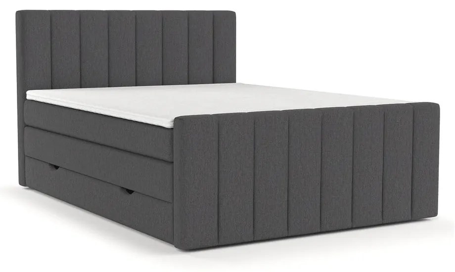 Szare łóżko boxspring ze schowkiem 200x200 cm Ruby – Maison de Rêve