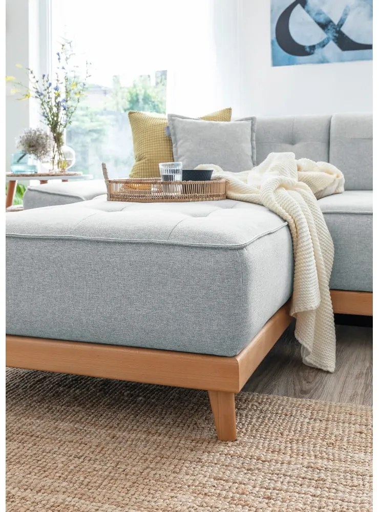 Jasnoszara rozkładana sofa w kształcie litery "U" Miuform Dazzling Daisy, prawostronna