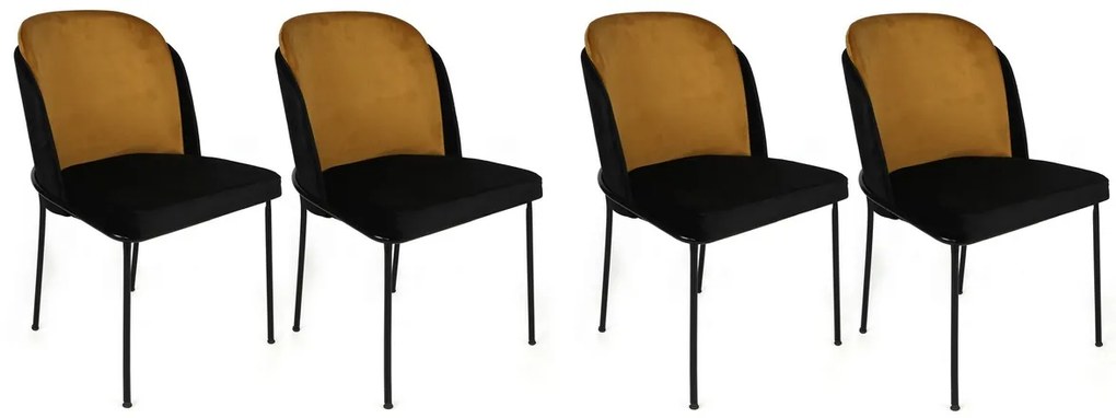 Zestaw krzeseł do jadalni Dore Mustard and Black, 4 szt., 4 szt.
