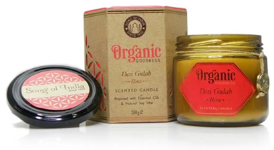 Świeca organiczna Desi Gulab - Rose 200 g wbursztynowym szkle