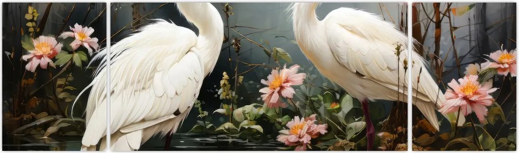 Obraz - Białe żurawie (170x50 cm)