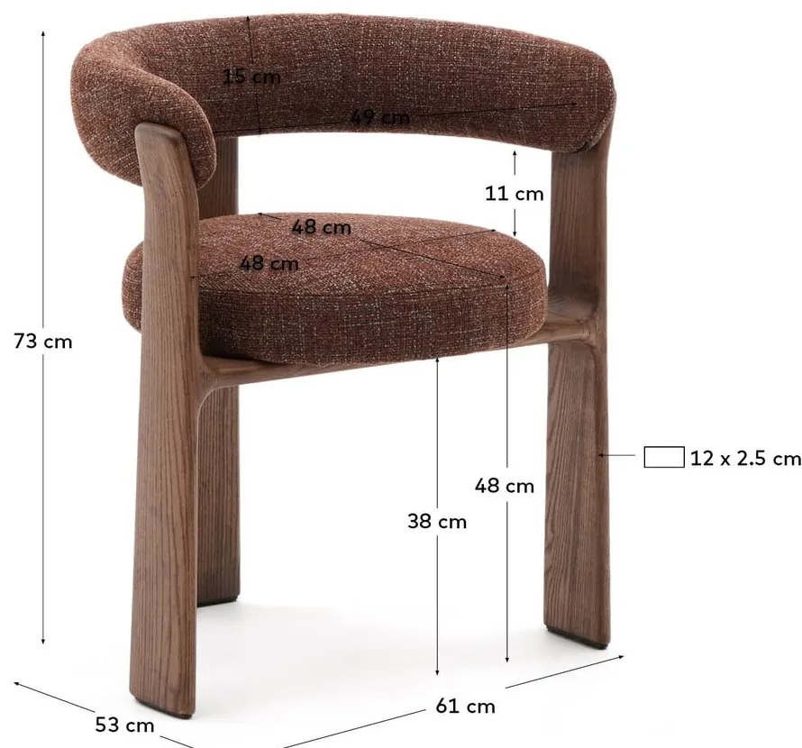 Brązowe krzesło z litego drewna jesionowego Granite – Kave Home