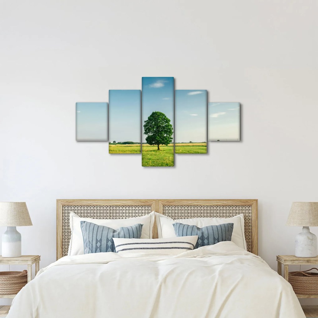 Obraz drzewa na środku łąki (125x70 cm)