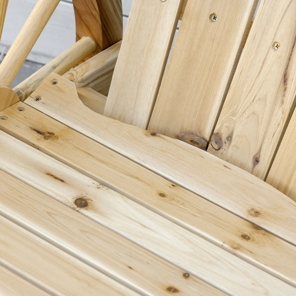 Outsunny Fotel bujany, rustykalny fotel relaksacyjny, krzesło ogrodowe z designem na kółkach, fotel bujany, drewno lite, naturalne drewno, 68 x 88 x 92 cm