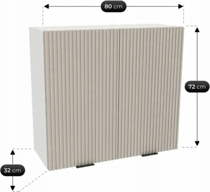 Zestaw Mebli Kuchennych MODERN 170 cm Kaszmir/Biały Ryflowany Nowoczesny