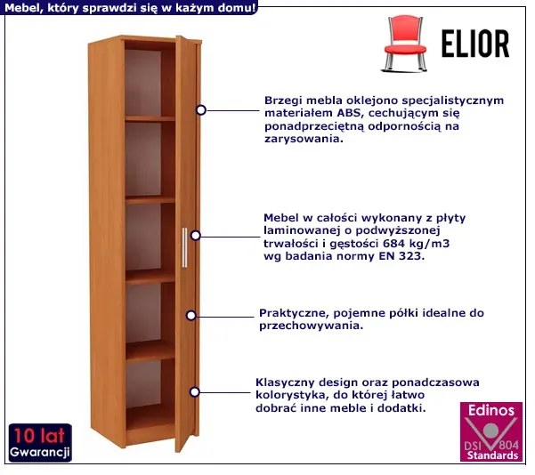 Wysoki regał z półkami i drzwiczkami olcha brąz