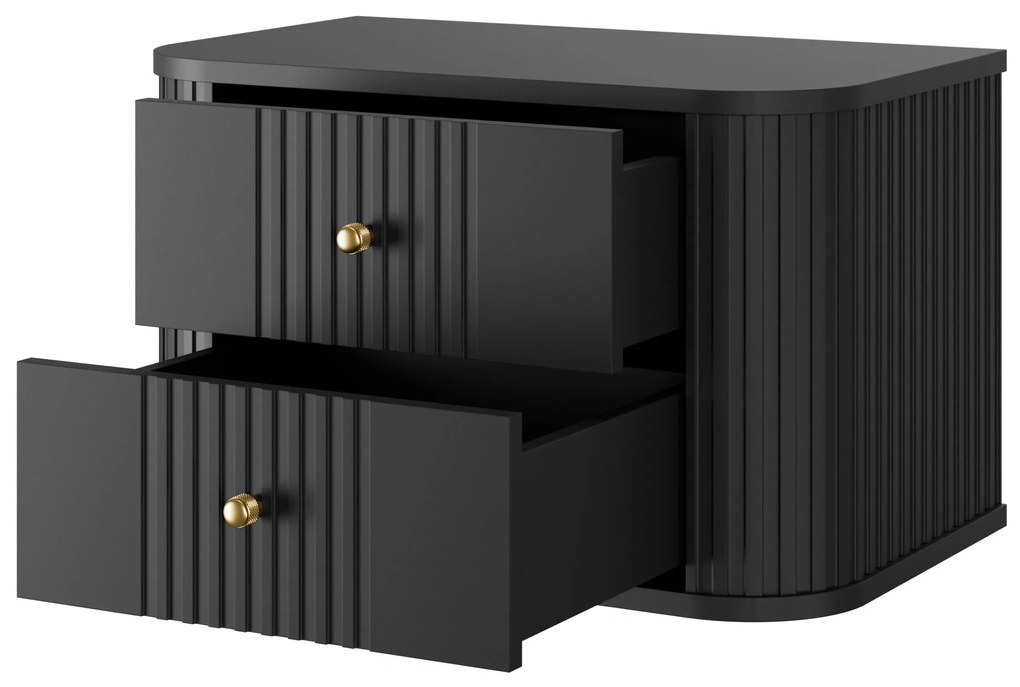 Zestaw szafek nocnych Vesper 56 cm wiszących - czarny / złote uchwyty