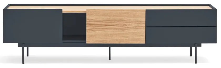 Antracytowo-naturalna szafka pod TV w dekorze dębu 180x45 cm Otto – Teulat