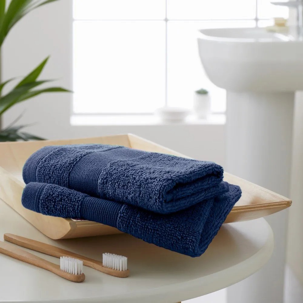 Ciemnoniebieskie bawełniane ręczniki frotte zestaw 2 szt. 30x30 cm Anti-Bacterial – Catherine Lansfield