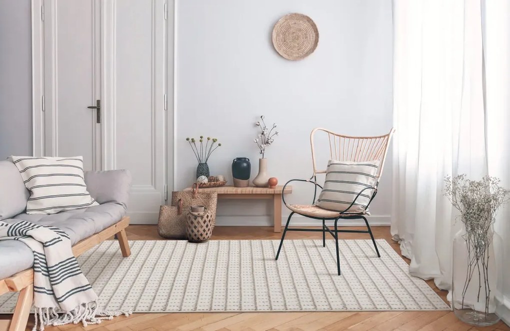 Dywan nowoczesny Jacky Kratka kremowo-beżowy 120 cm x 160 cm