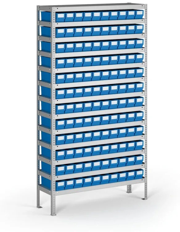 Regał z pojemnikami plastikowymi Shelfpoj., 2000x1000x300 mm, 120x poj. A