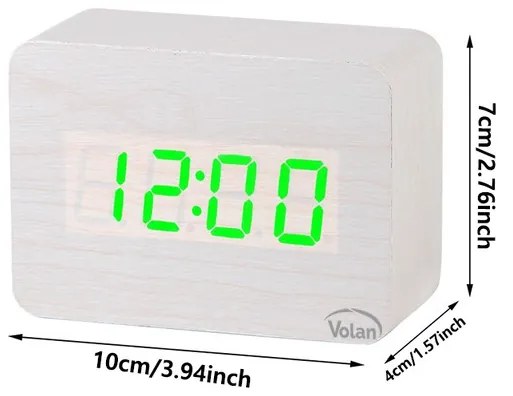 Zegar budzik drewniany led elektroniczny cyfrowy stojący - termometr + data