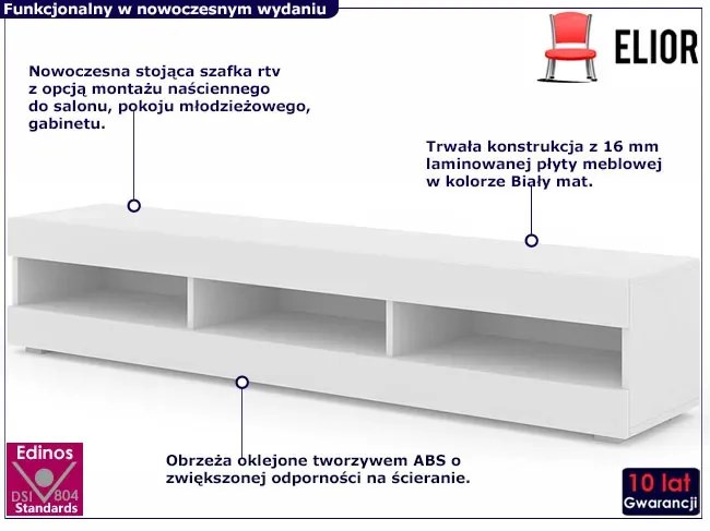 Biała stojąca lub wisząca szafka rtv - Sefrid