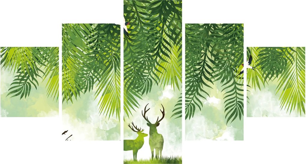 Obraz - Jeleń w lesie (125x70 cm)