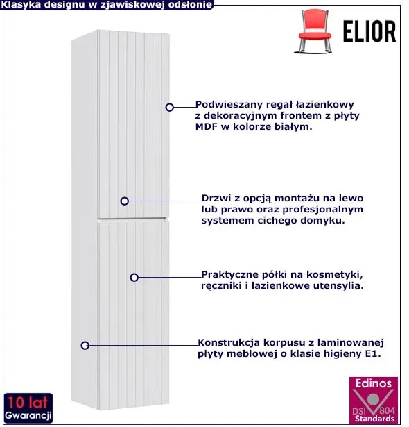 Biały słupek łazienkowy ścienny z lamelami F3-P64