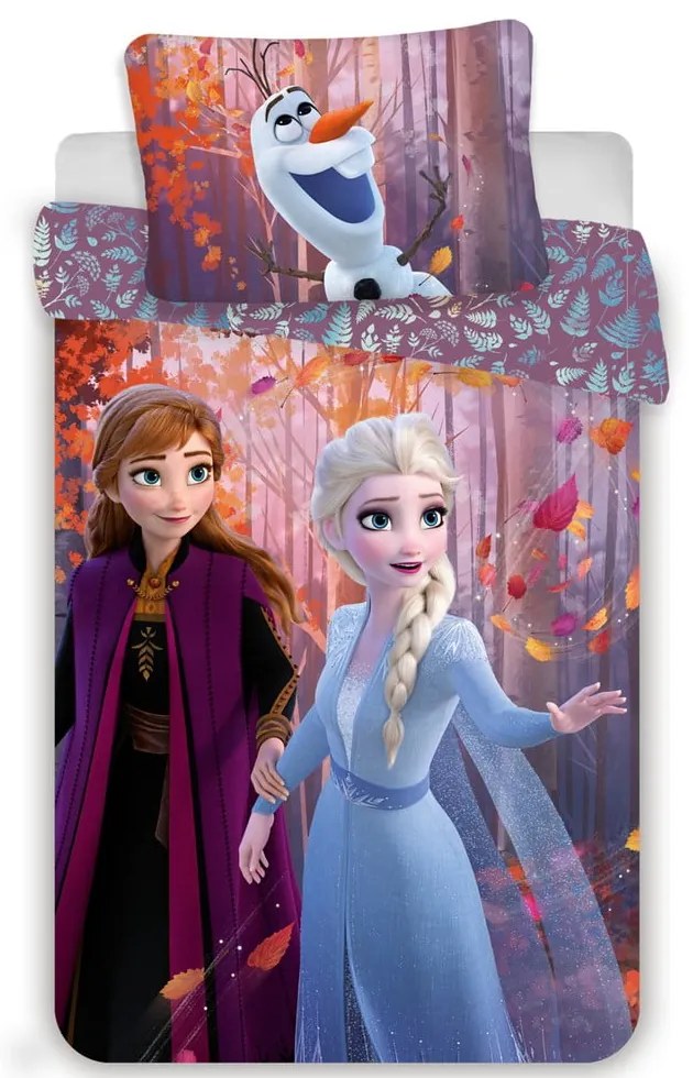 Bawełniana pościel dziecięca jednoosobowa 140x200 cm Frozen "Sister Purple" – Jerry Fabrics