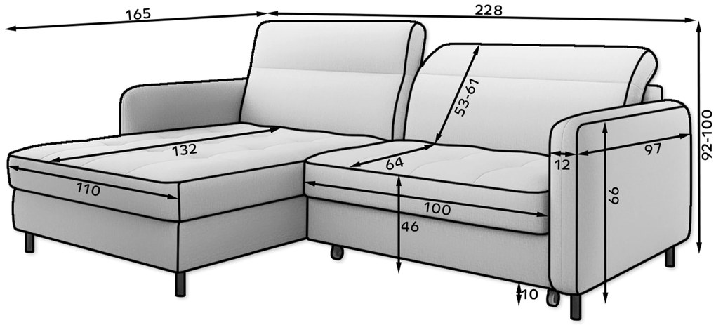 Beżowa narożna sofa GOMSI, rozkładana Wersja sofy: Lewy róg