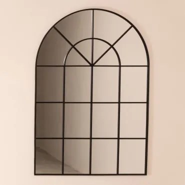 Lustro Ścienne Z Metalu Z Efektem Okna 90x135 Cm Paola Negro - Sklum