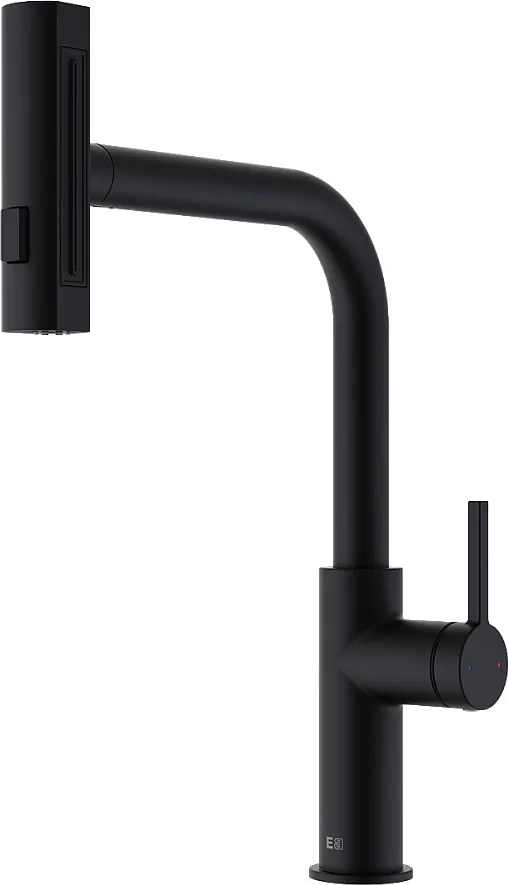 Esseswitch bateria zlewozmywakowa z wyciąganą wylewką matowa czerń - Essebagno