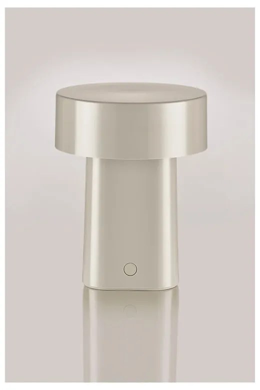 Szarobeżowa plastikowa lampa stołowa LED (wysokość 18 cm) Oblong – Zone