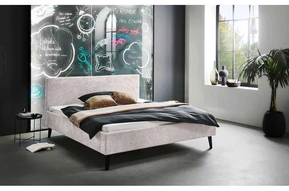 Beżowe tapicerowane łóżko dwuosobowe bez stelaża 180x200 cm Avola – Meise Möbel