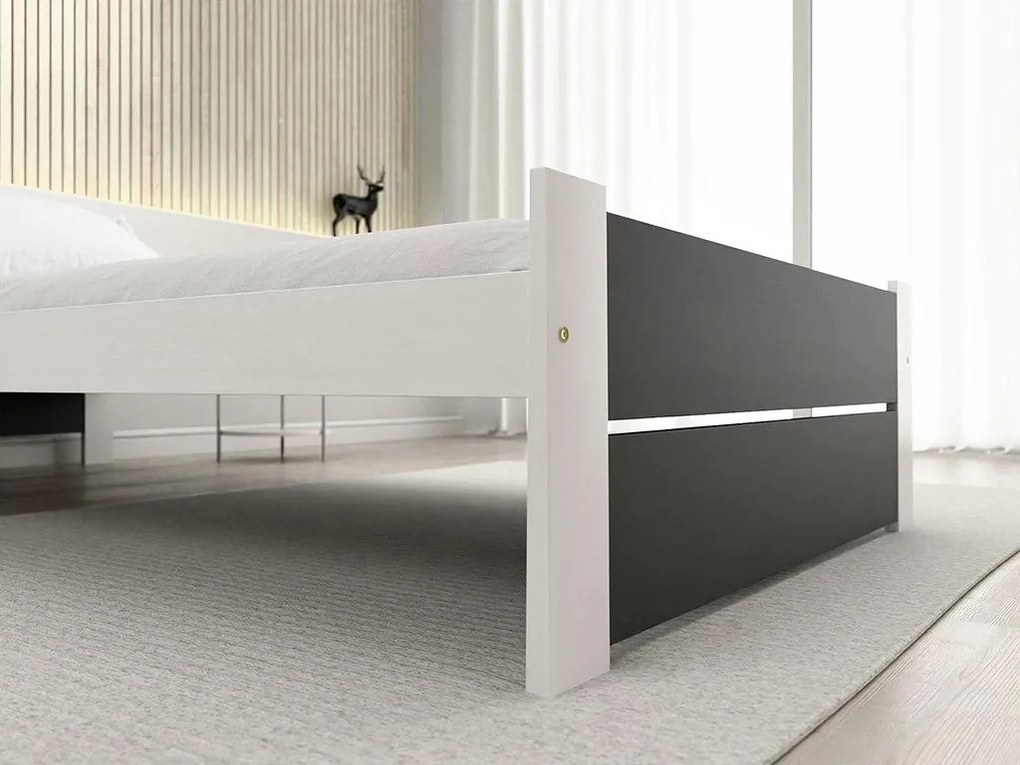 Łóżko IKAROS DOUBLE 80 x 200 cm, antracyt/biały Stelaż: Bez stelaża, Materac: Materac Sommera 18 cm