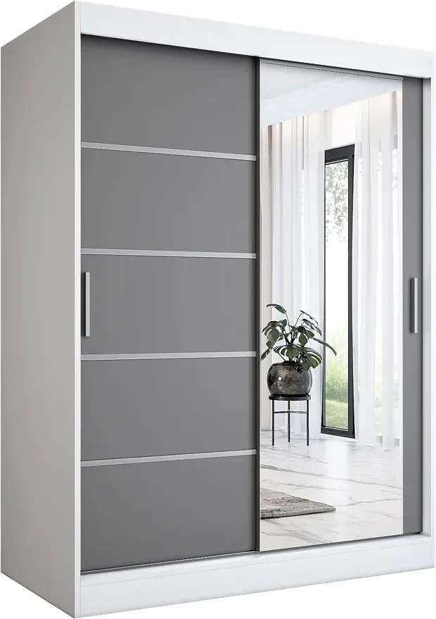 Szafa przesuwna 150 cm biel + antracyt R8-G25