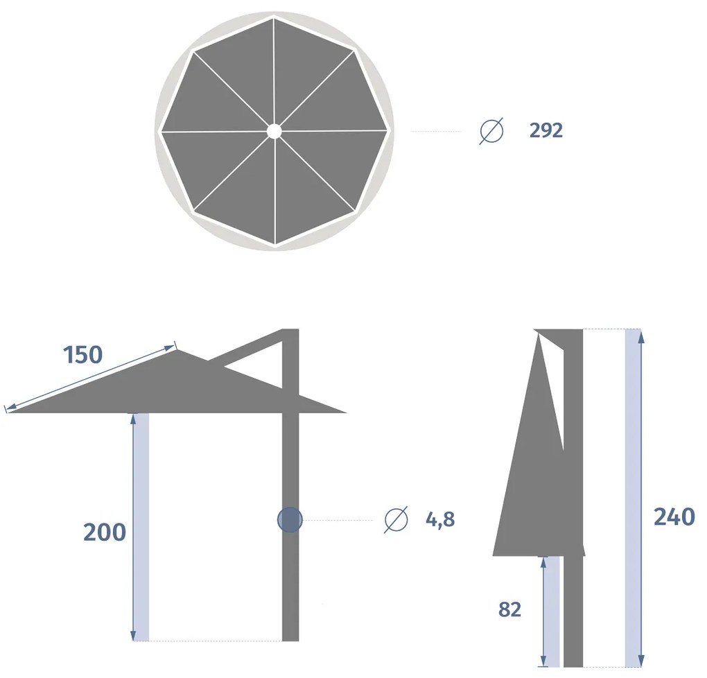 Parasol ogrodowy ze stelażem, MANOA, 300 cm