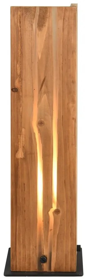 Czarno-naturalna lampa stołowa z drewnianym kloszem (wysokość 40 cm) Karuni – Trio