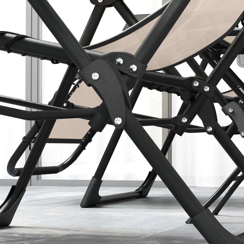 Outsunny Zestaw Ogrodowy 3-Częściowy z Leżakami i Stolikiem, Beżowy, 90x65x110 cm