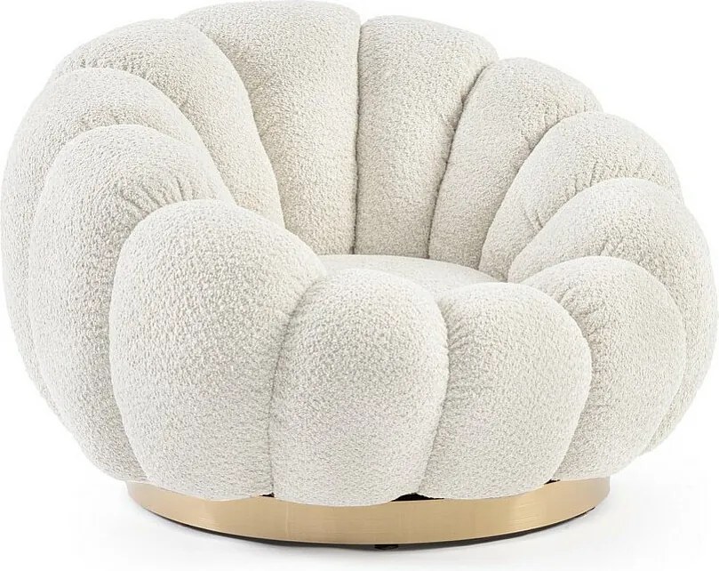 Fotel obrotowy w naturalnym materiale z efektem bouclé - FLOREL