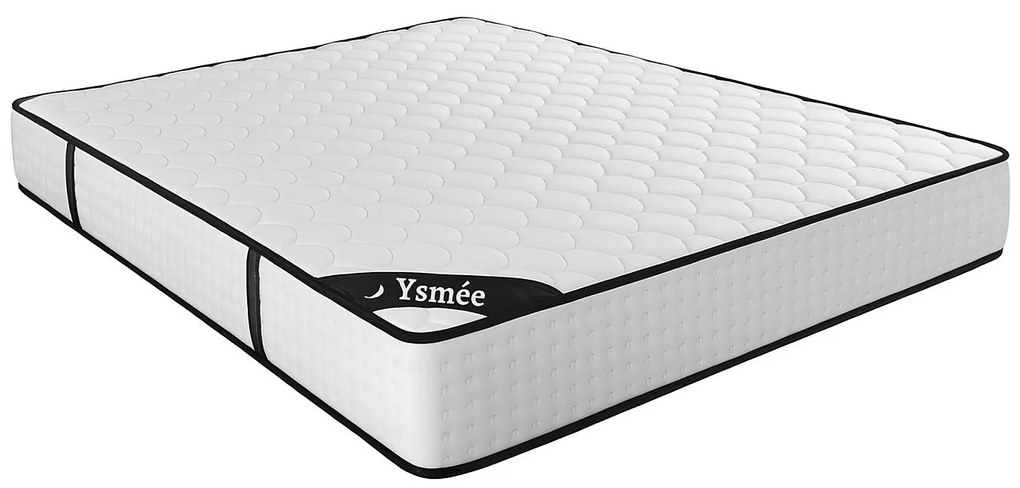 Zestaw 180 x 200 cm: stelaż skrzyniowy w jasnym naturalnym kolorze + materac z 7-strefowymi sprężynami kieszeniowymi i pianką memory o grubości 22 cm – LUREAN od YSMÉE