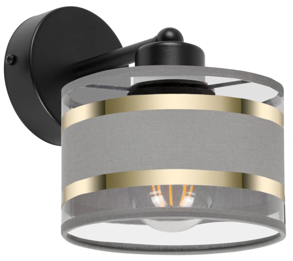 Czarny kinkiet LED z szarym abażurem WD-TI-1010SC-GR jednopunktowy ind