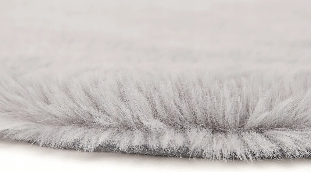 Dywanik futrzany kremowy okrągły FI80cm miękki puszysty guma antypoślizgowa