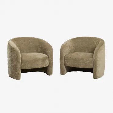 Zestaw 2 Tapicerowanych Foteli Gombren Szenil Sage Green - Sklum