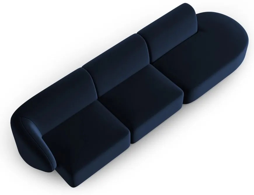 Niebieska aksamitna sofa lewostronna 311 cm Paolo – Milo Casa