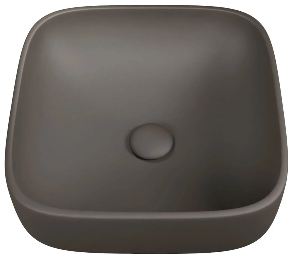 Umywalka ceramiczna nablatowa kwadratowa brązowa bez otworu na baterię 40x40 cm UNO 2 Mokka Matt